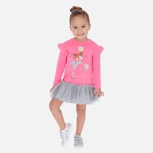 2/30 Mayoral Pink Long Sleeve sporty Dress Size 3 (98cm)
